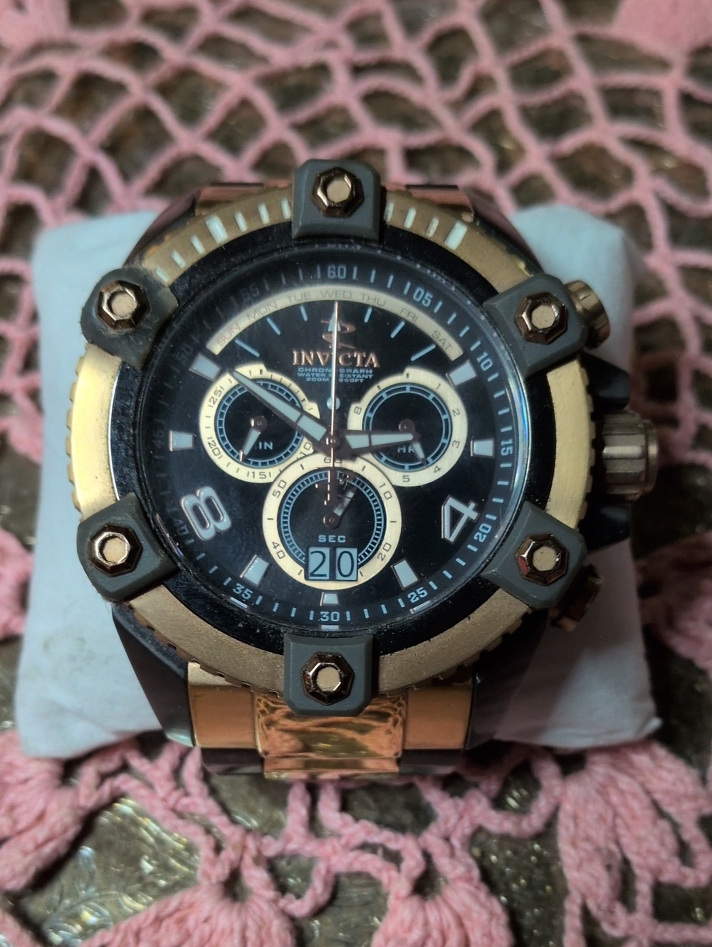 Invicta Black and Gold Men's Sport Chronograph Watch